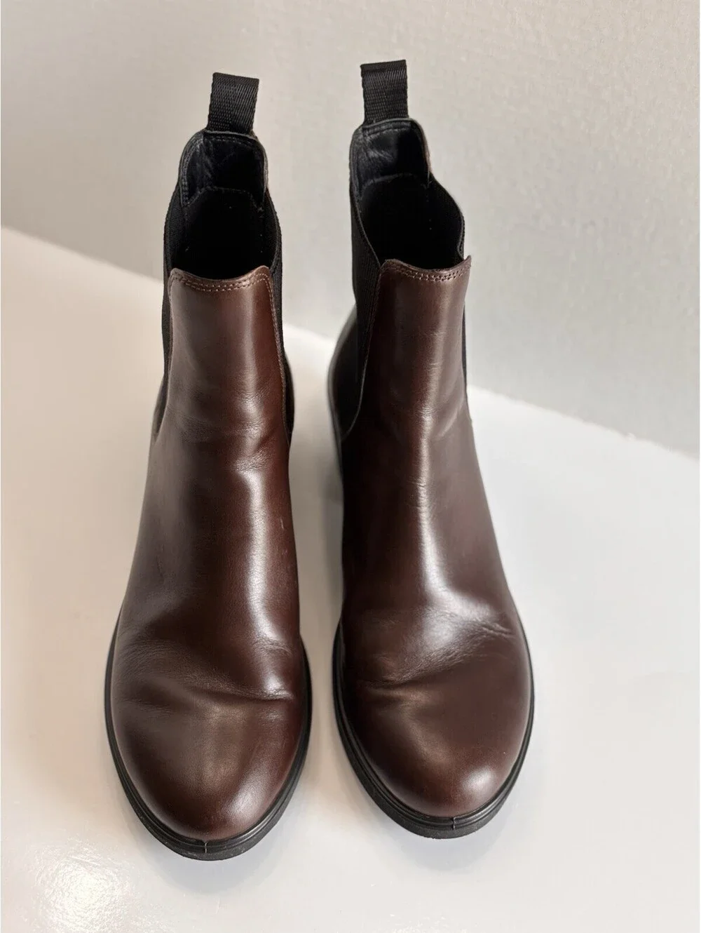 ECCO Metropole Zuric Chelsea Ankle Boots Women's Sz 9.5 Brown Leather Block Heel